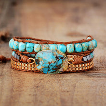 Cargar imagen en el visor de la galería, PULSERA BOHEMIA DE CUENTAS CUERO

