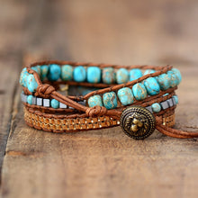 Cargar imagen en el visor de la galería, PULSERA BOHEMIA DE CUENTAS CUERO
