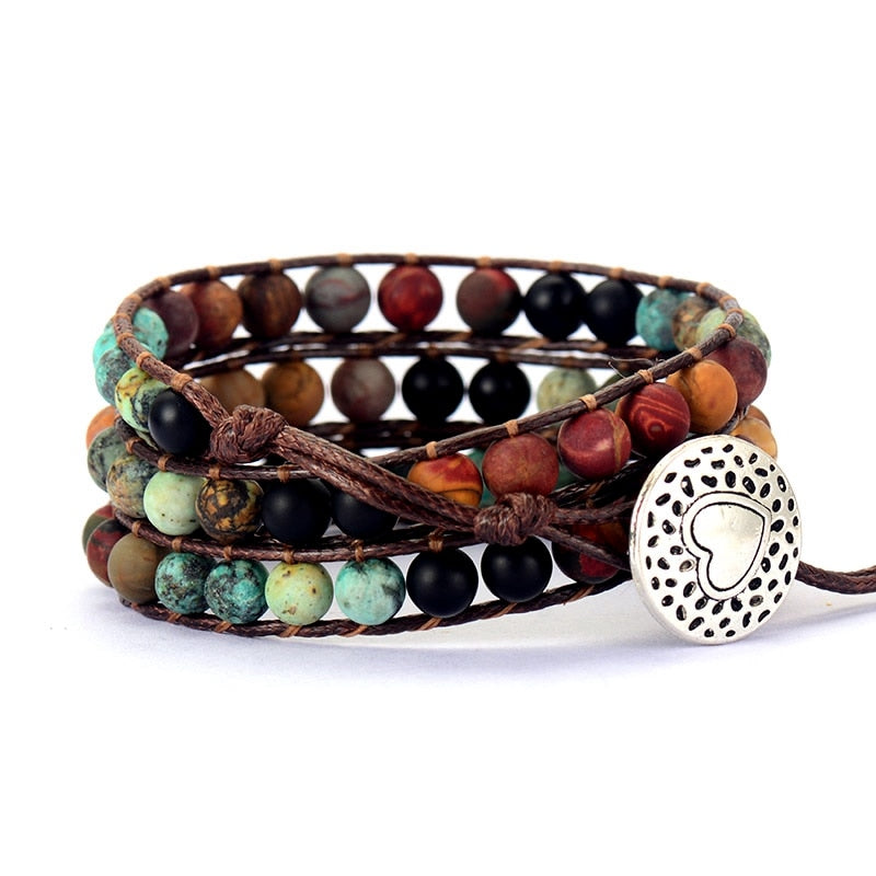 BRACELETE CUERO DE CUENTAS VINTAGE